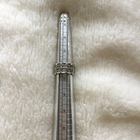 Sterling Silver Elegant Three-Row Crystal Ring - Picture 9 of 9